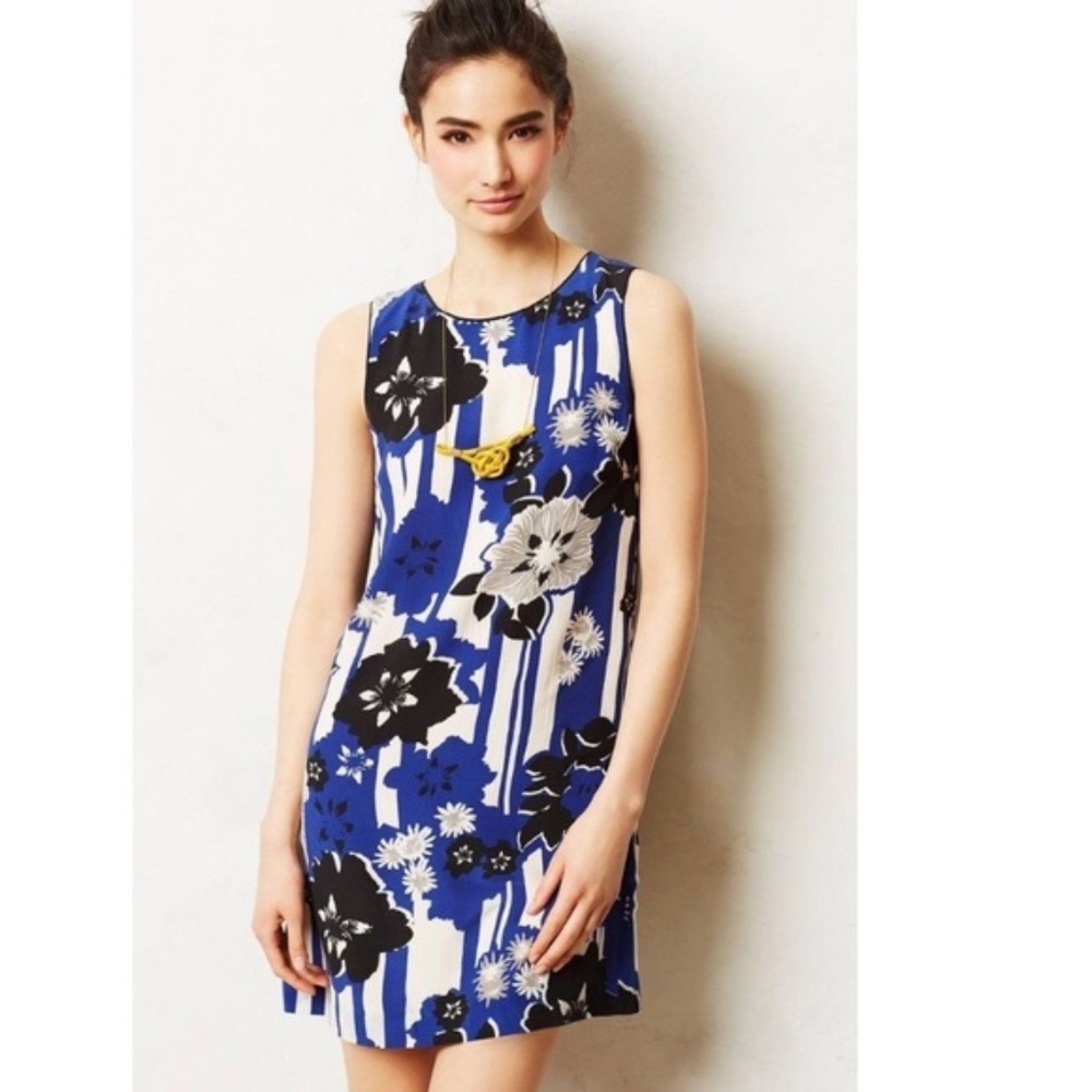 Anthropologie Maeve Floral Silk Shift Dress